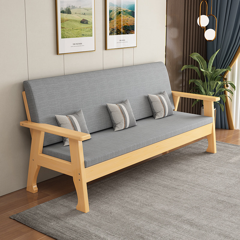 新中式实木沙发靠背长椅小户型木质组合沙发经济客厅民宿休闲长椅