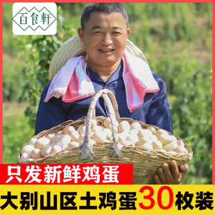 百食轩 正宗农家喂养土鸡蛋新鲜草鸡蛋柴鸡蛋农村自养笨鸡蛋30枚
