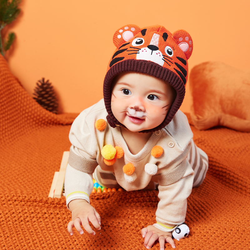 Korean Edition newborn baby Hat Autumn and winter lovely Ear cap Infants Newborn baby Wool Little Tigerin the Children/Baby/Family fitted , Hat/Muffler/Masks/Gloves/Earmuffs/Booties , Hat category - from Buy2taobao.com to provide professional Taobao agent buy service