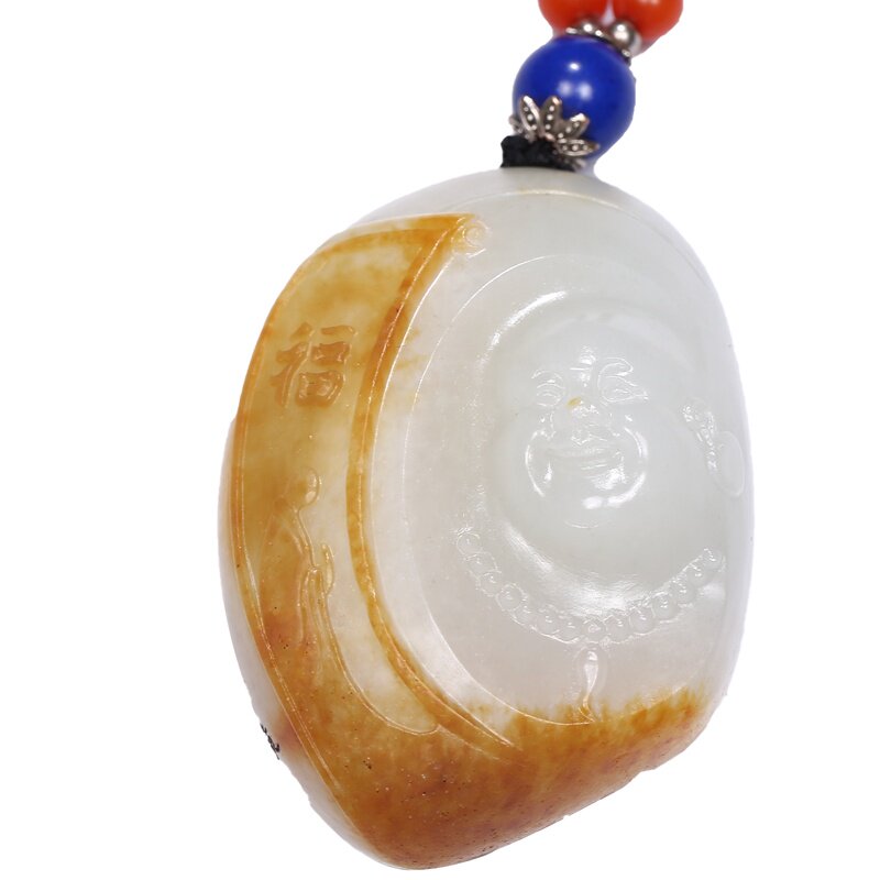 玉雕名家高守亮作品【弥勒佛】和田玉弥勒佛挂件 117.99g