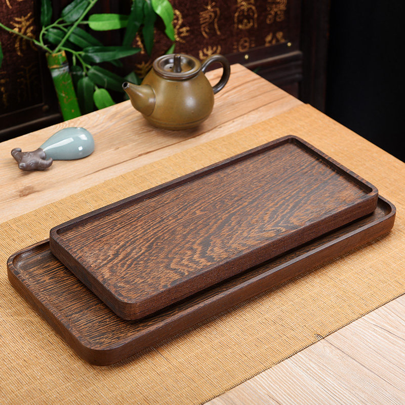整块鸡翅木干泡茶盘简约红木单层壶承壶托长方托盘家用干泡台实木