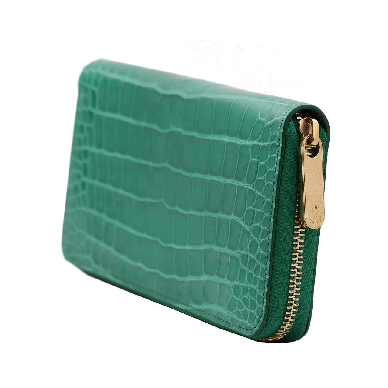 [即拍即得][9.5新]路易威登lv中性鳄鱼皮绿色zippy长款拉链钱包