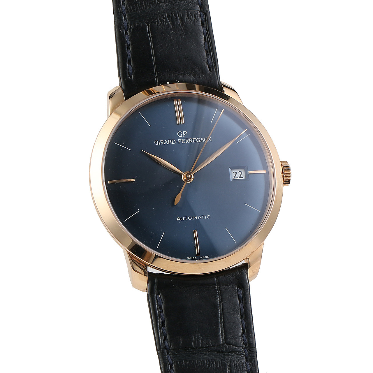 [即刻拍][9.5新]芝柏男表系列49525自动机械玫瑰金蓝盘