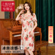 2025新款夏季上海故事冰丝绸睡裙女款带胸垫妈妈款夏天短袖睡衣裙