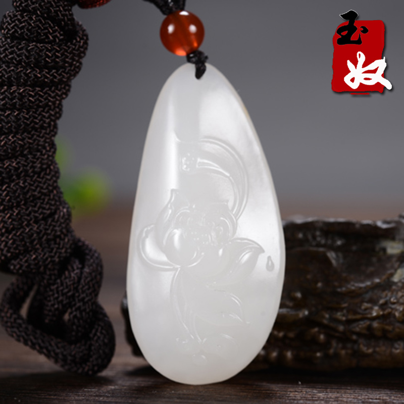 玉奴/新疆天然和田玉/羊脂白玉/籽料/莲蓬/莲花/路路通/吊坠/挂件|msdalam kategori barang kemas/berlian/Emerald/emas, dan nephrite, Neckwear - dari Buy2taobao.com untuk memberikan perkhidmatan ejen Taobao profesional membeli