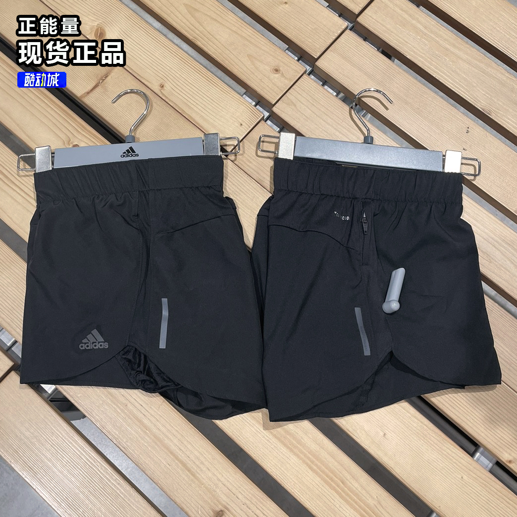 特价！Adidas阿迪达斯女子速干运动短裤带口袋拉链三分热裤CZ5075