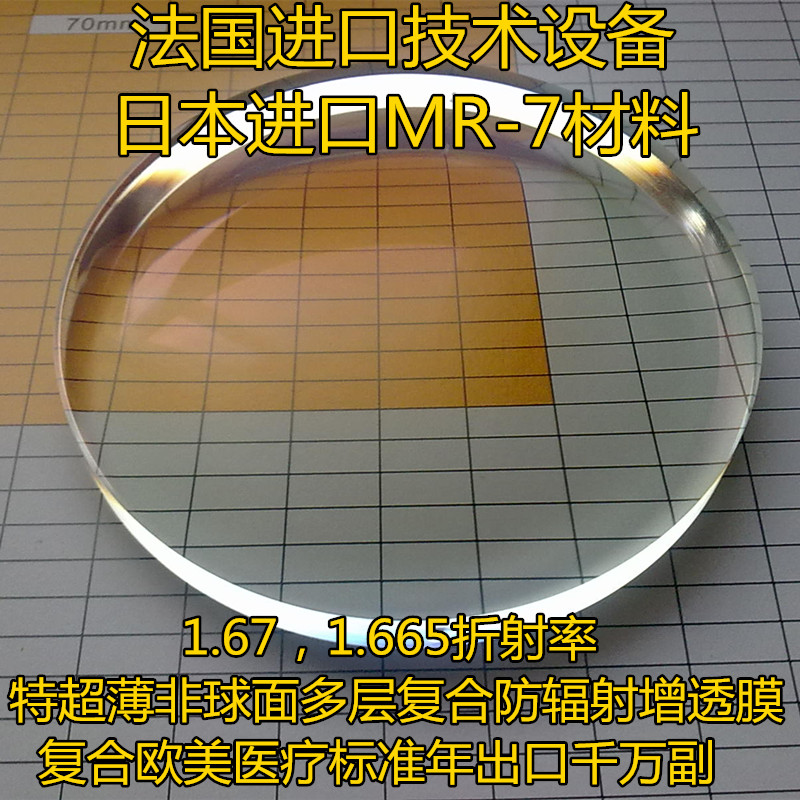 山水清秀法国设备技术日本材料1.67特超薄非球面防辐射高清镜片