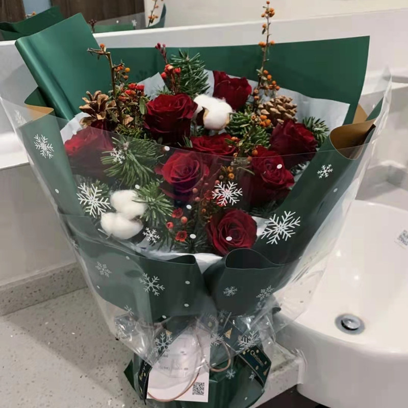 圣诞节苹果花束包装纸