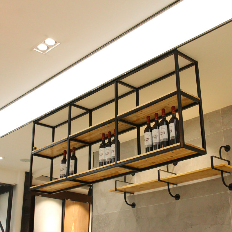 吊架装饰置物架墙上壁挂前台吊顶架子一字隔搁板铁艺花架悬挂层架