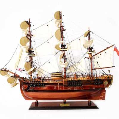 库克船长 奋进号 endeavour73cm 原木色进口手工木质帆船模型成o