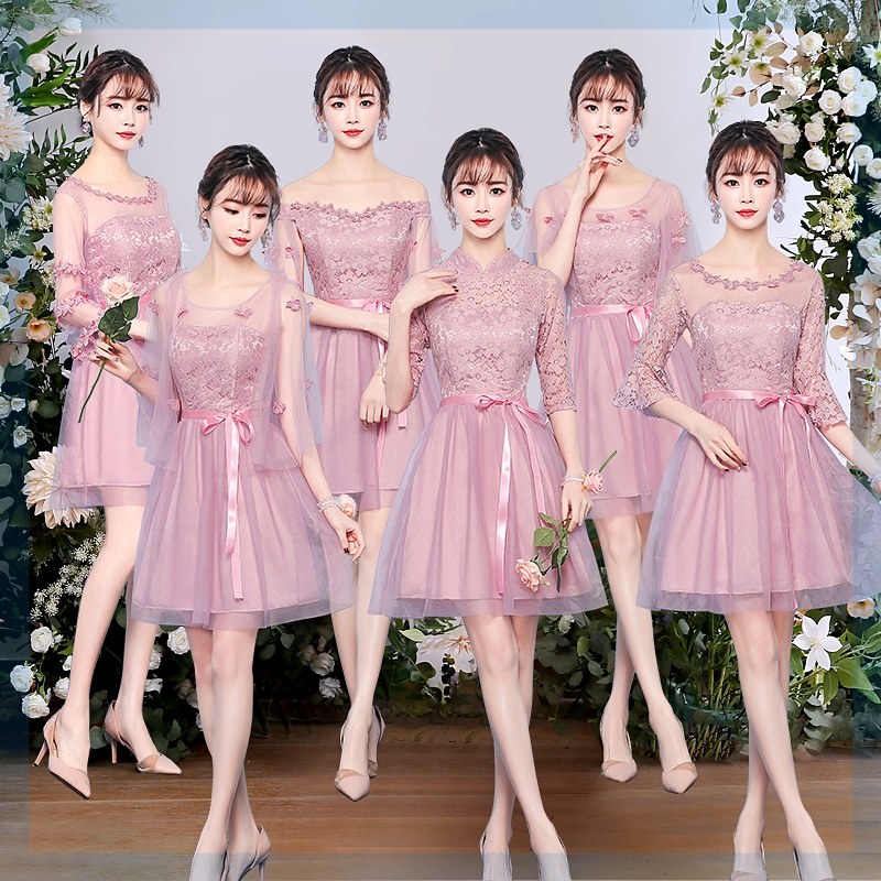 香槟色伴娘服2020年新款平时可穿仙气质遮肉姐妹团毕业礼服女婚礼|ruв категории Женская одежда, Cвадебные платья, платье/вечернее платье - от Buy2taobao.com для оказания профессиональной услуги покупки агента Taobao