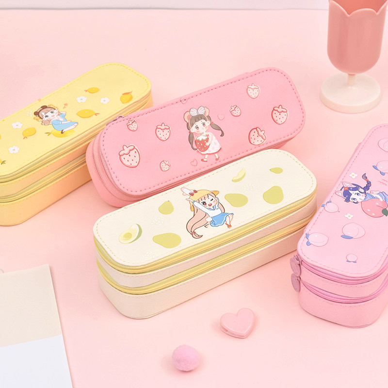 果果联盟手工双层笔袋铅笔盒儿童文具盒少女心ins潮日系高颜值韩国