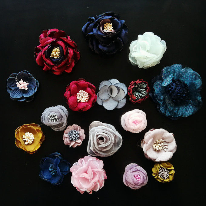 花海大世界diy装饰花朵衣服上的小饰品 纱花立体花 装饰品辅料