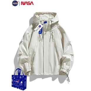 NASA冲锋衣春秋新款户外加大码夹克男女款防水登山服拉链机能外套