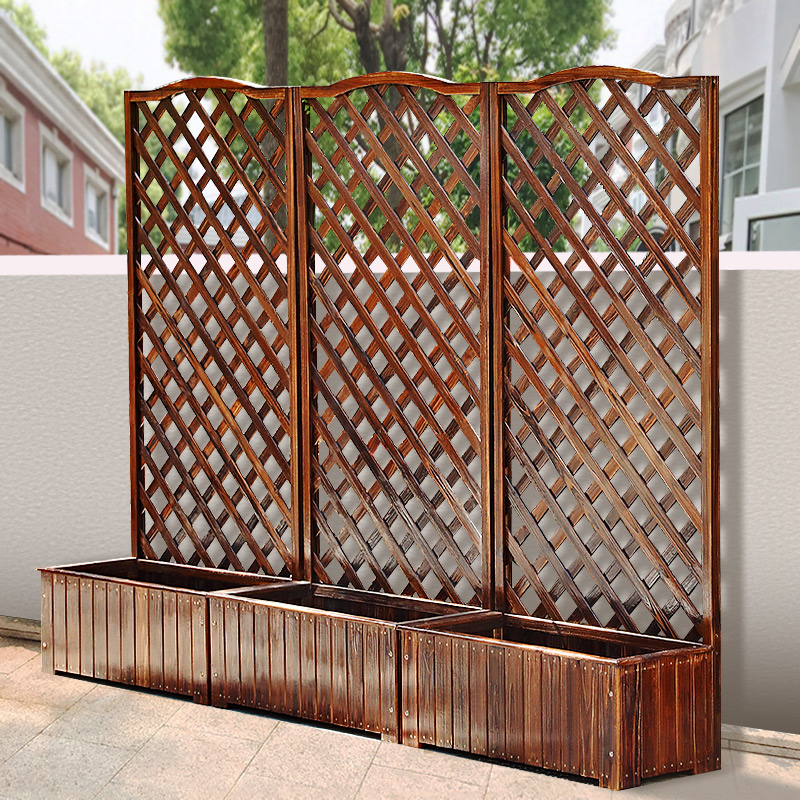 防腐木花架户外庭院装饰隔断花箱阳台实木栅栏围栏网格攀爬藤架子
