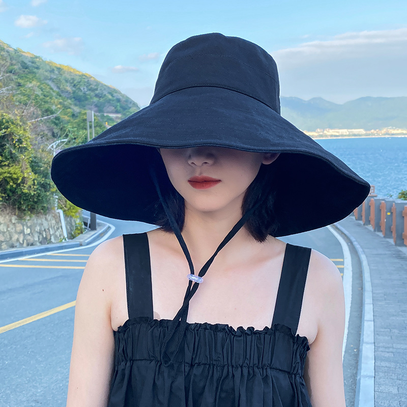渔夫帽女夏天防晒紫外线遮脸遮阳帽子大沿帽大檐折叠太阳帽大帽檐