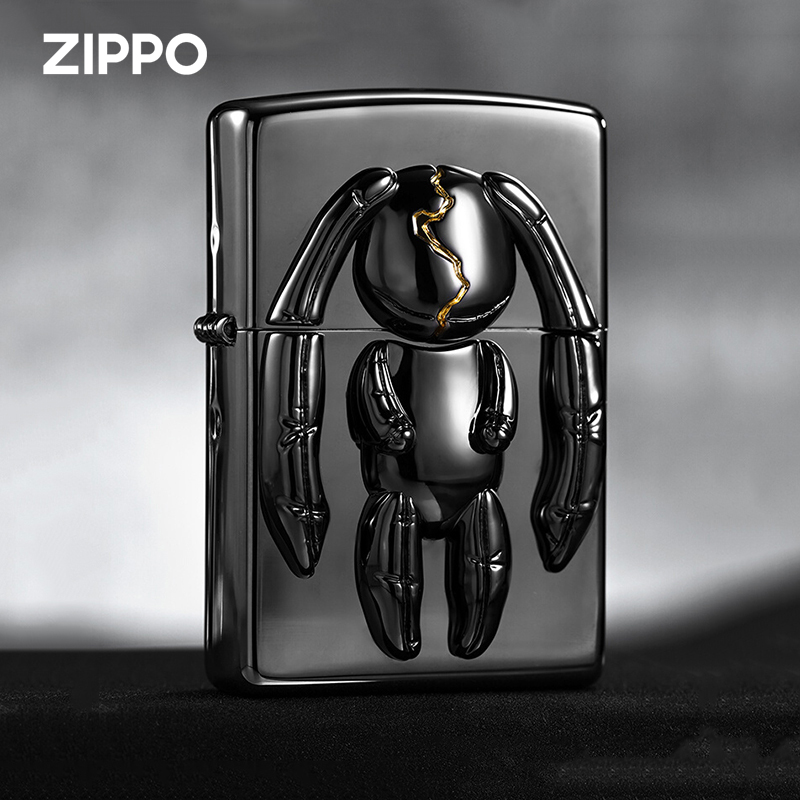 Zippo防风打火机刻字定制正品徽章闪耀黑兔正版送男友520生日礼物