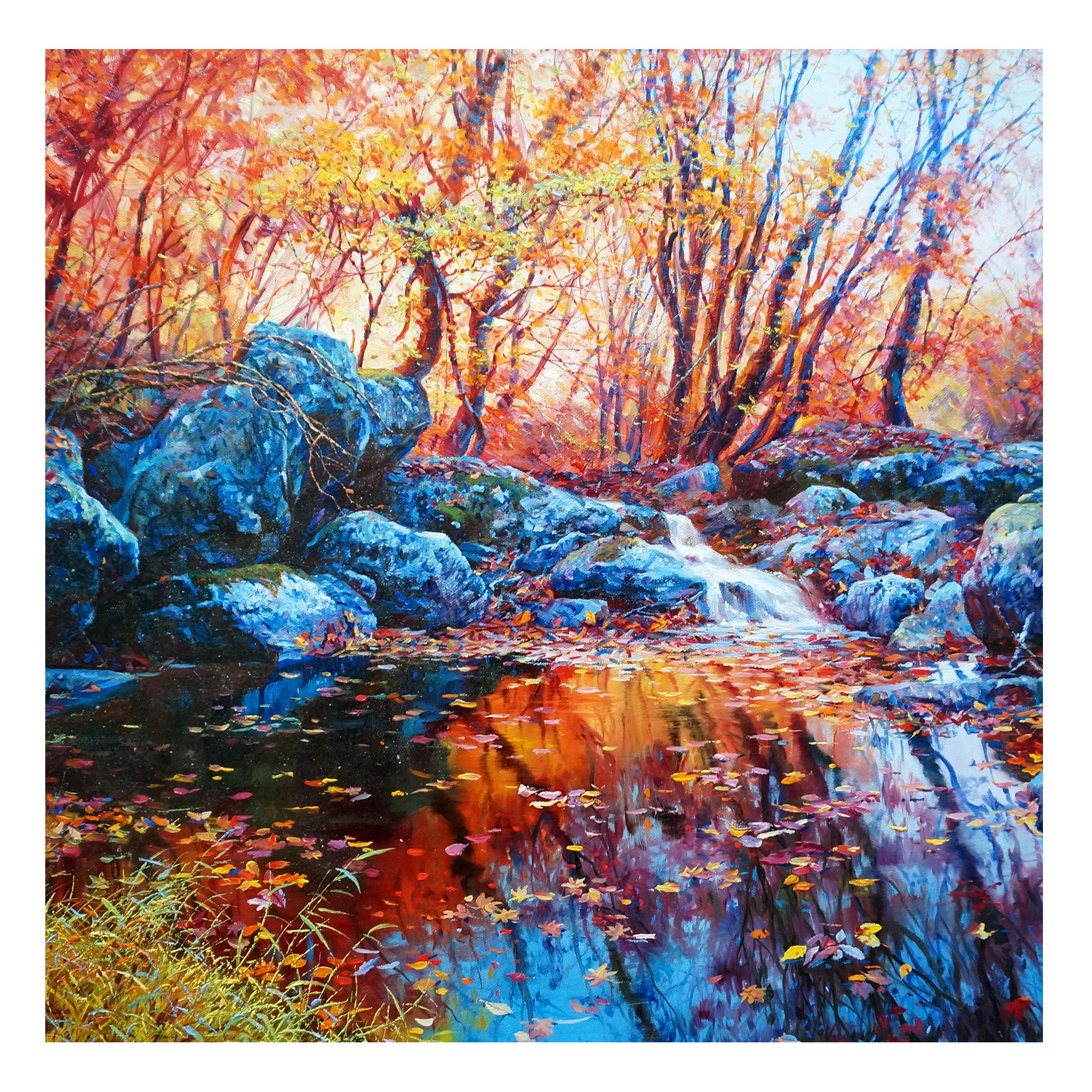 (朝鲜)功勋画家 李恩成《一叶知秋》万寿台美术创作社 星朝画廊