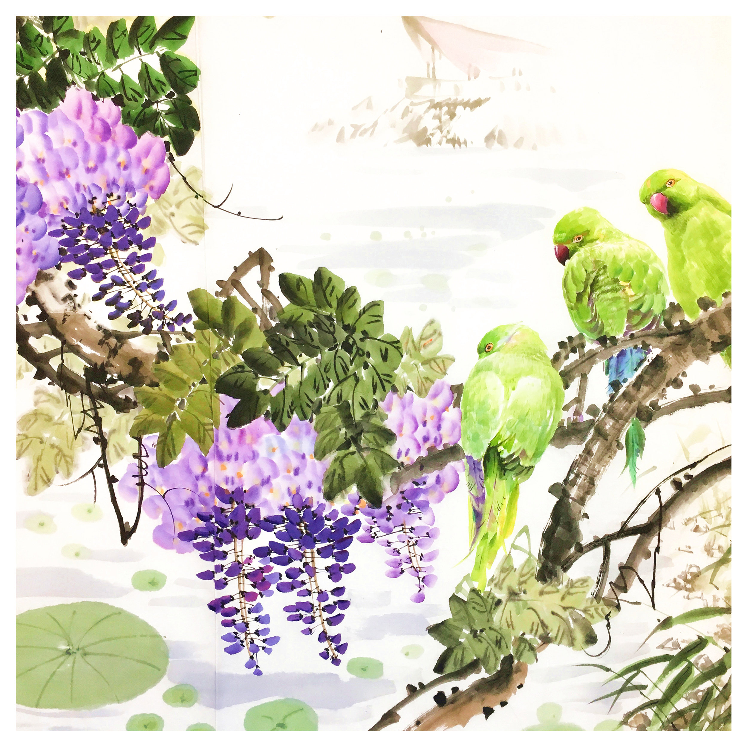 (朝鲜)功勋画家 洪正艺 《丁香花开》万寿台创作社 星朝画廊