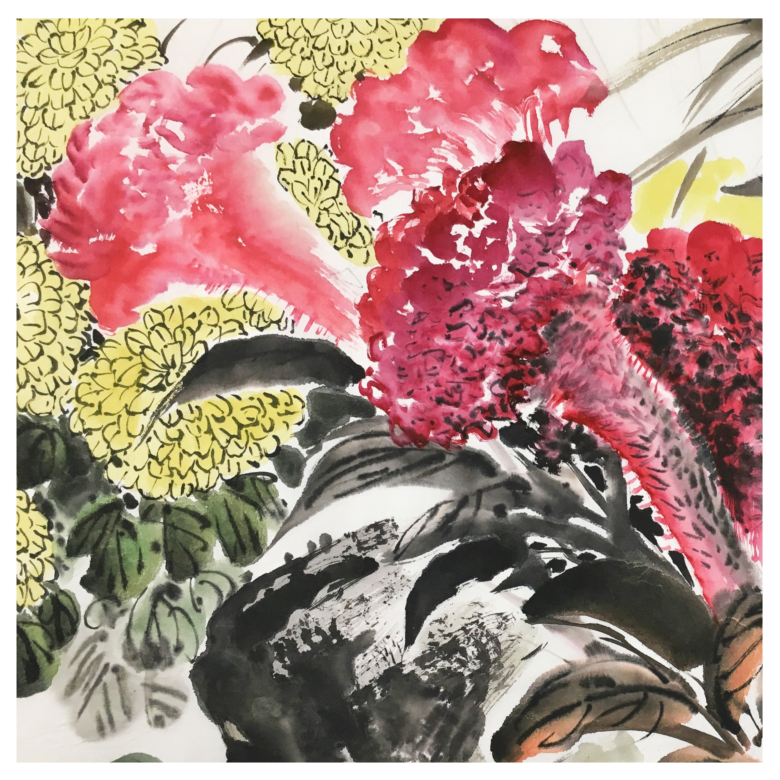 (朝鲜)功勋艺术家 赵元南《花团锦簇》白虎美术创作社星朝画廊