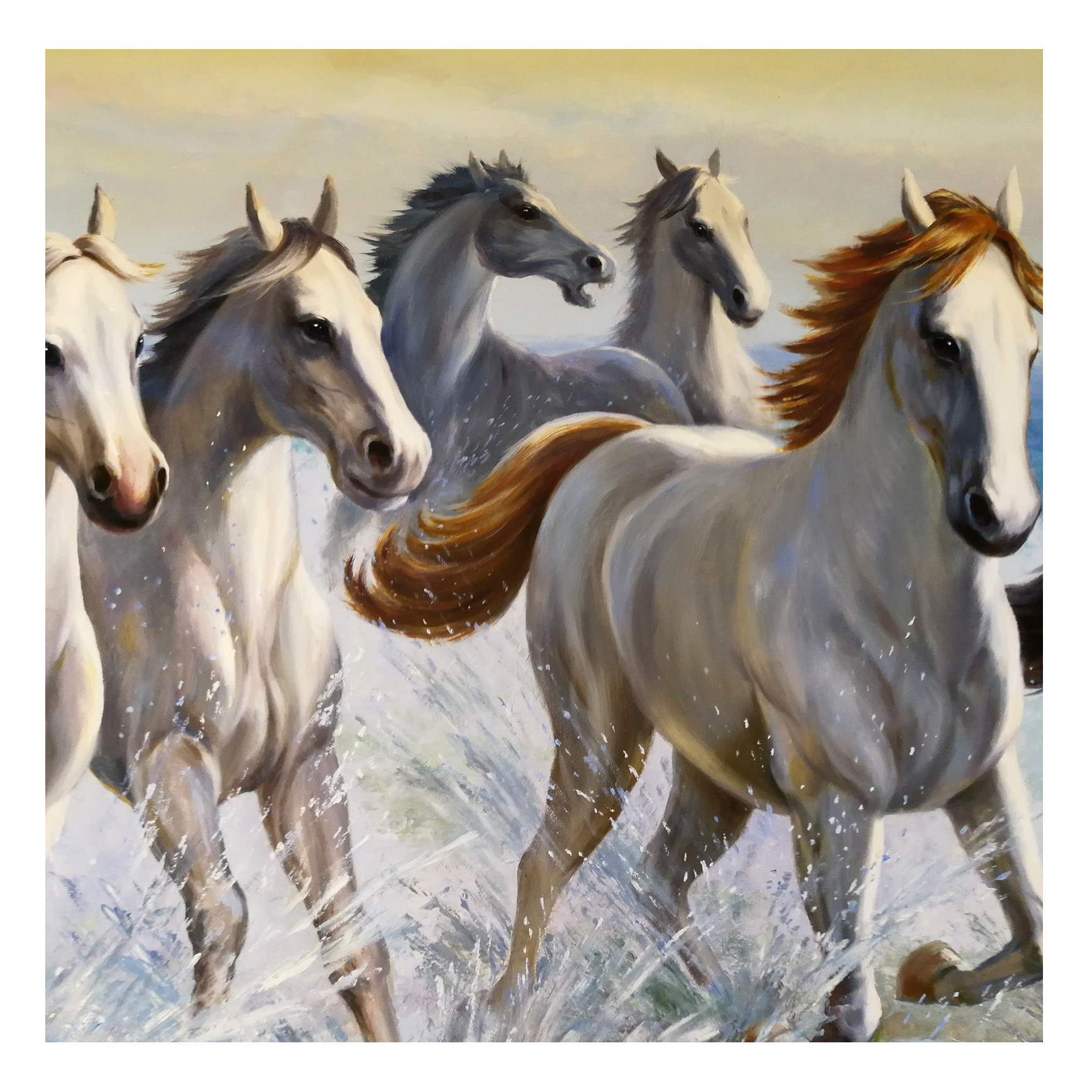 (朝鲜)大幅2.2米 林平 《万马奔腾》平壤美术大学 星朝画廊