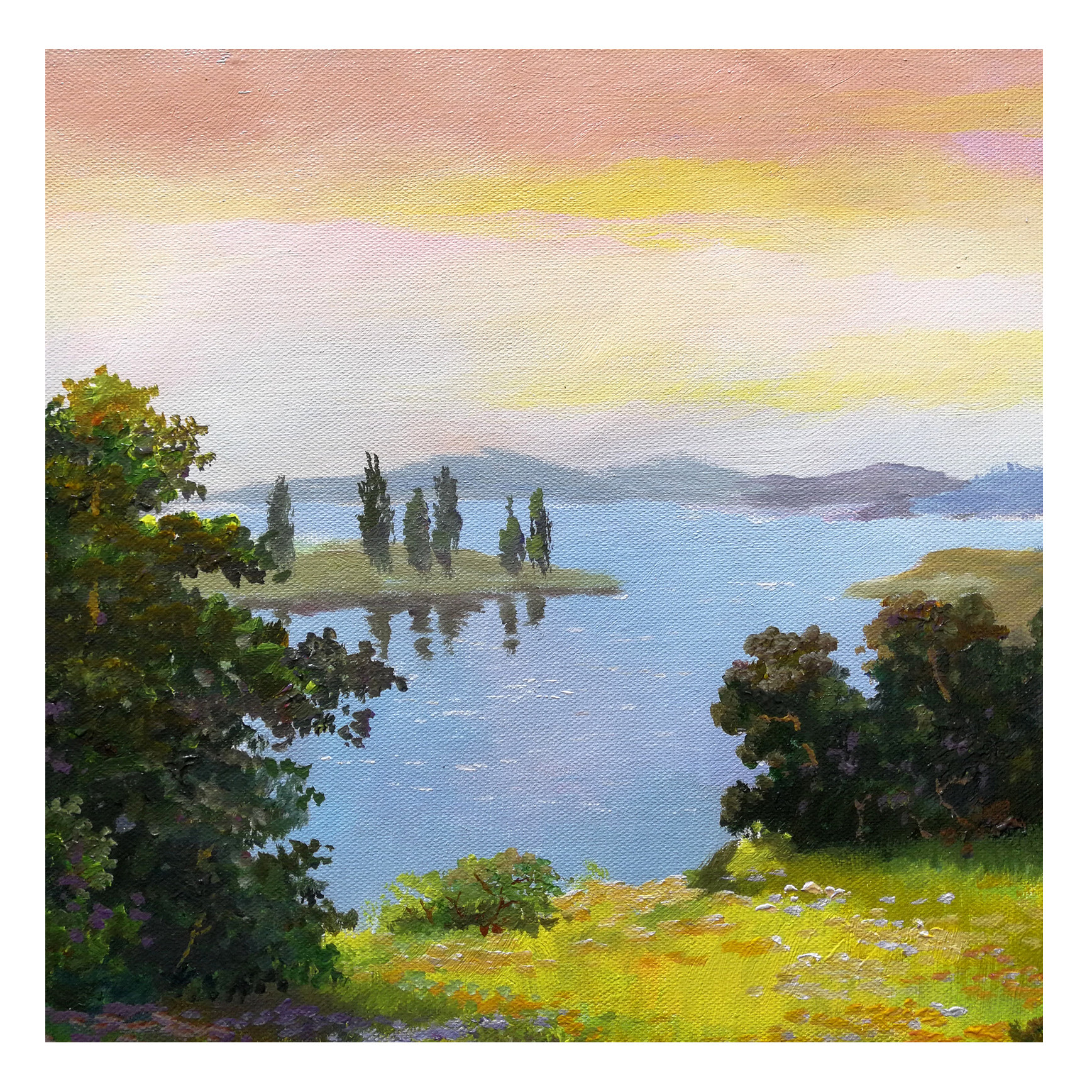 (朝鲜)吴尊革《晚霞》平壤美术大学 星朝画廊