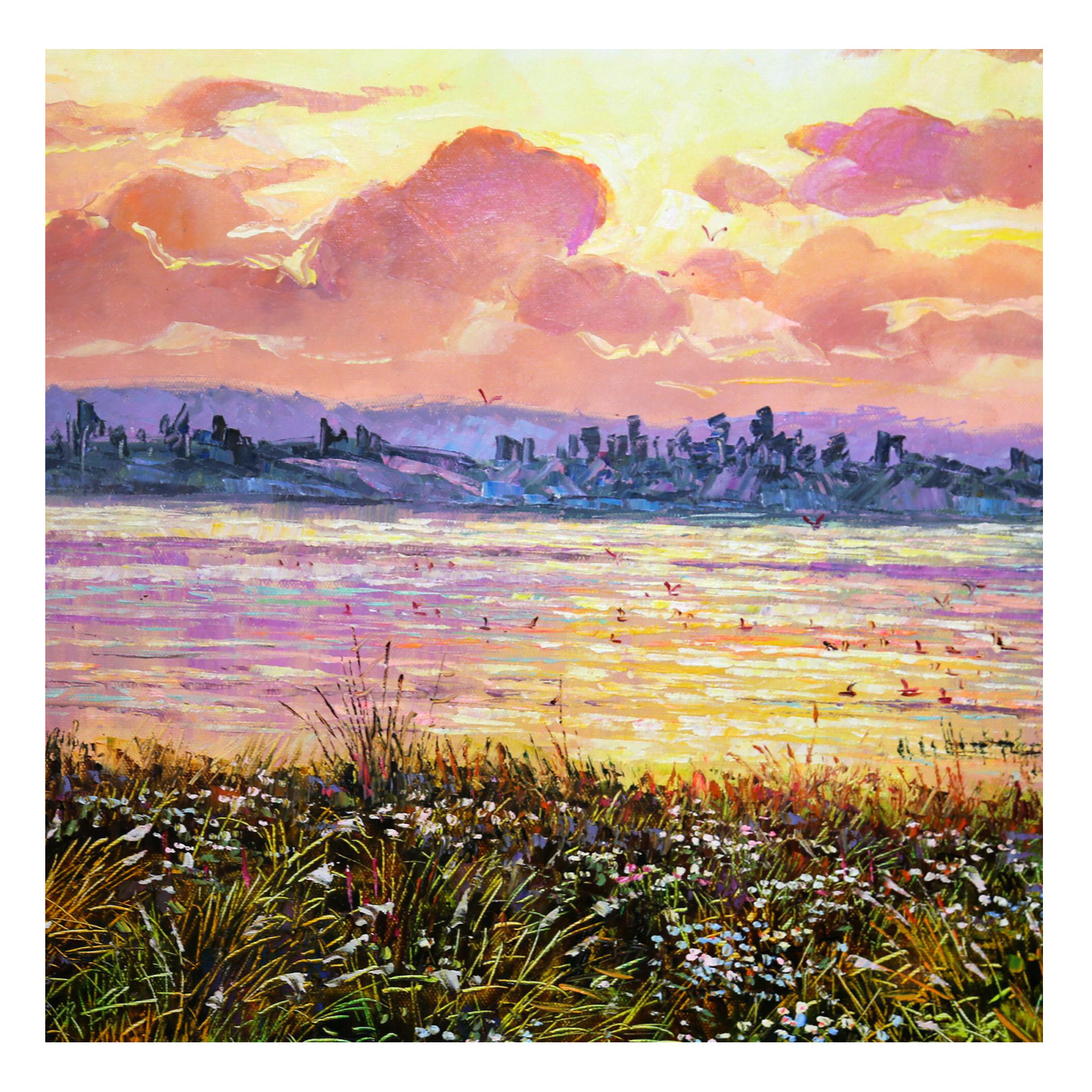 (朝鲜)功勋画家 蔡熙南《波光粼粼的湖面》白虎创作社 星朝画廊