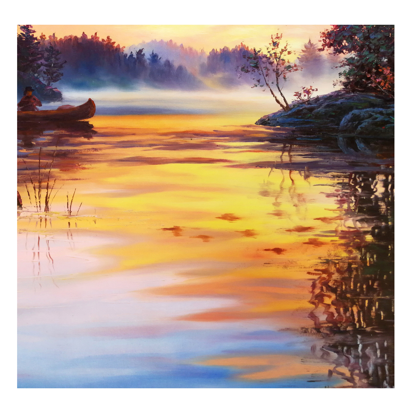 (朝鲜)洪金植《湖畔美景》平壤美术大学 星朝画廊