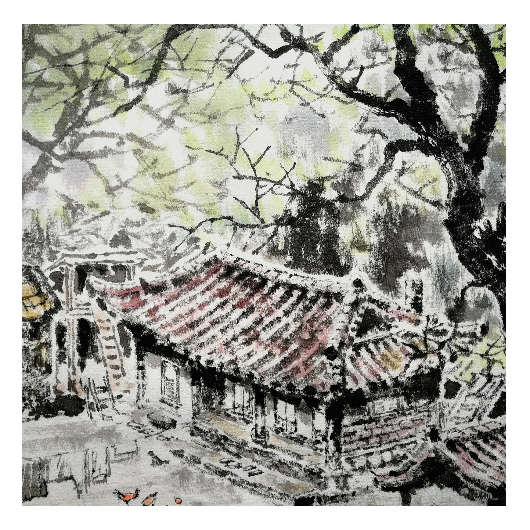 (朝鲜)精品 人民画家 郑哲《我的故居》平壤美术大学 星朝画廊 - 拍卖