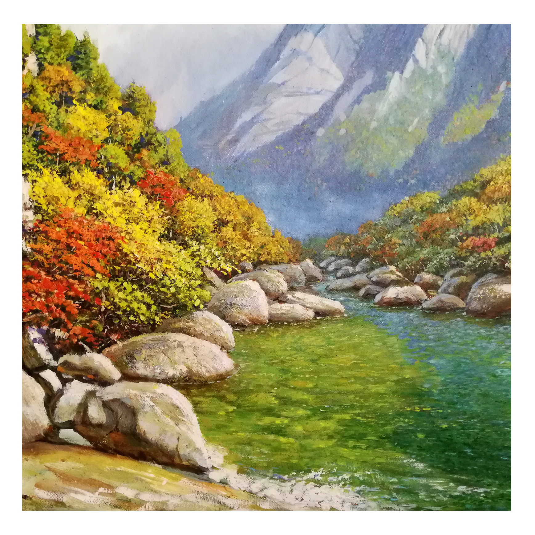 (朝鲜)功勋艺术家 金哲《壮丽河山》平壤美术大学 星朝画廊