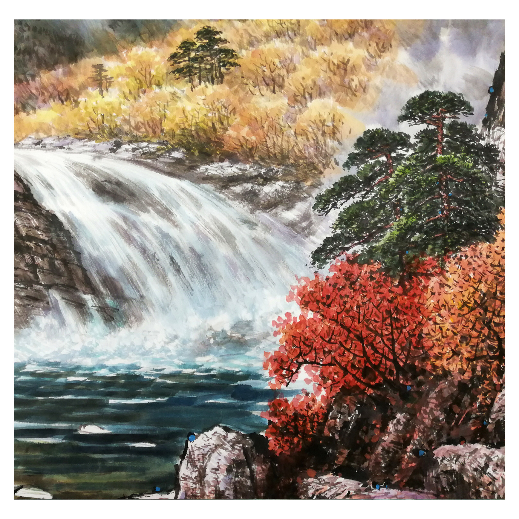 (朝鲜)金光日《金刚山下的松下溪谷》万寿台创作社 星朝画廊