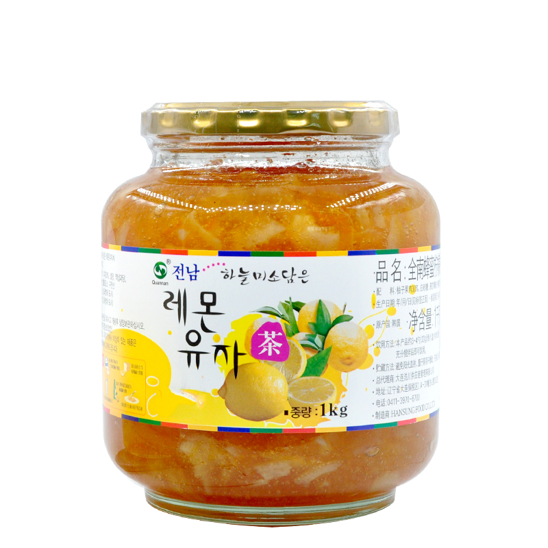 【全南旗舰店】韩国进口全南蜂蜜柠檬柚子茶1000g柠檬花果酱冲饮