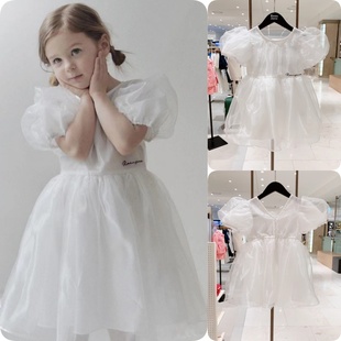 roanjane高端设计师韩国童装专柜代购2024夏款女泡泡袖公主裙OP02