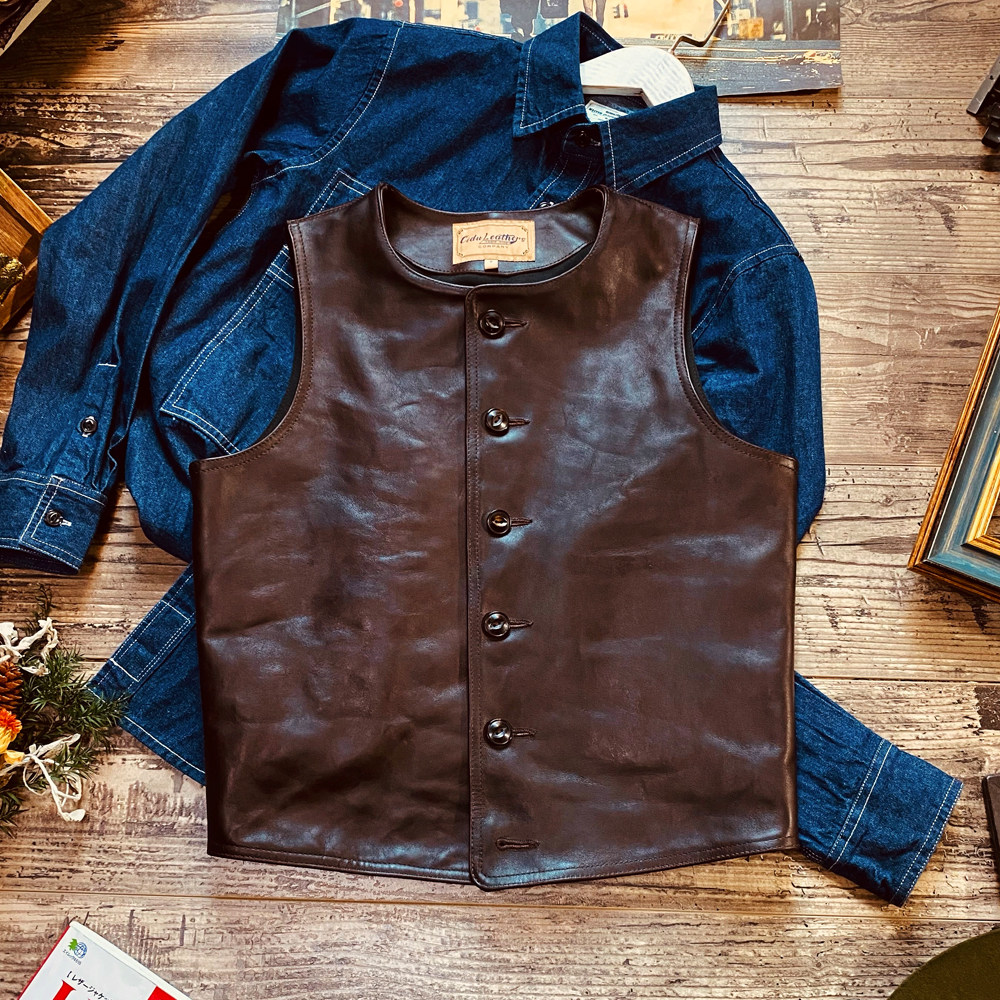 皮马甲男真皮修身