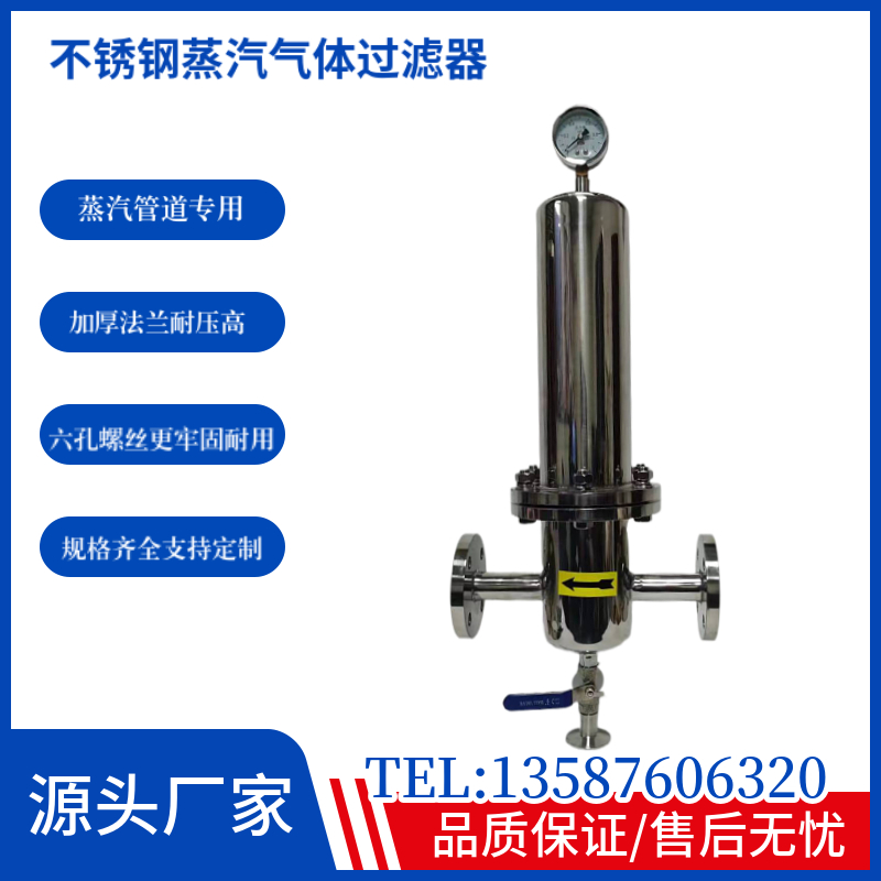 304不锈钢法兰压缩空气过滤器精密蒸汽除菌过滤器医疗食品过滤机