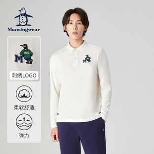 MUNSINGWEAR/万星威男士春夏高尔夫运动休闲刺绣翻领长袖PoloT恤