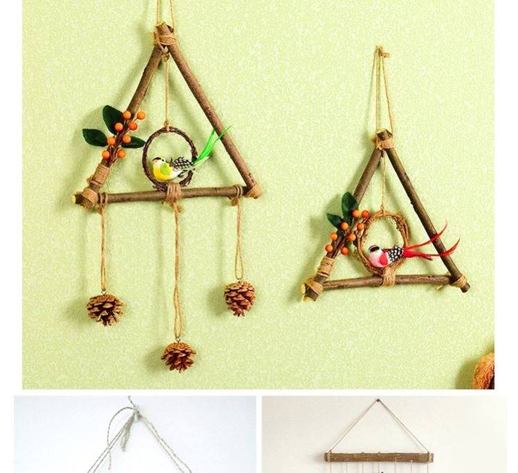 树枝材料松果装饰天然干枯枝幼儿园儿童手工diy树干木片干花原木