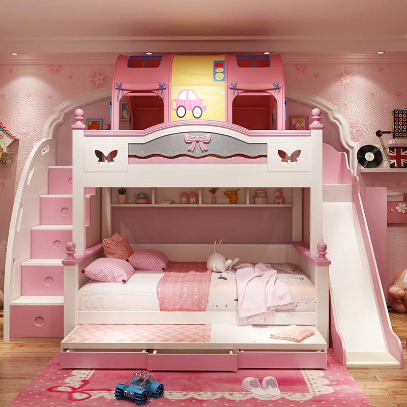 儿童床上下床双层床双人上下铺女孩两层公主小户型子母高低子母床