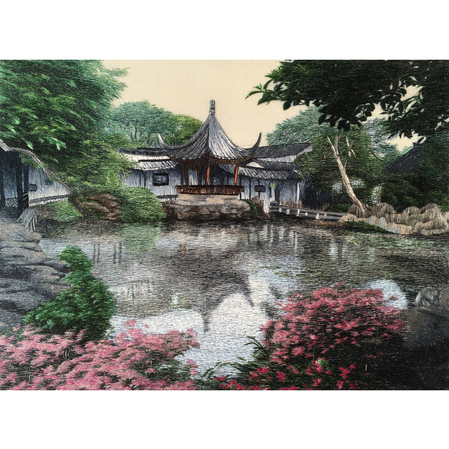 匠心苏绣《苏州园林》 精细真丝