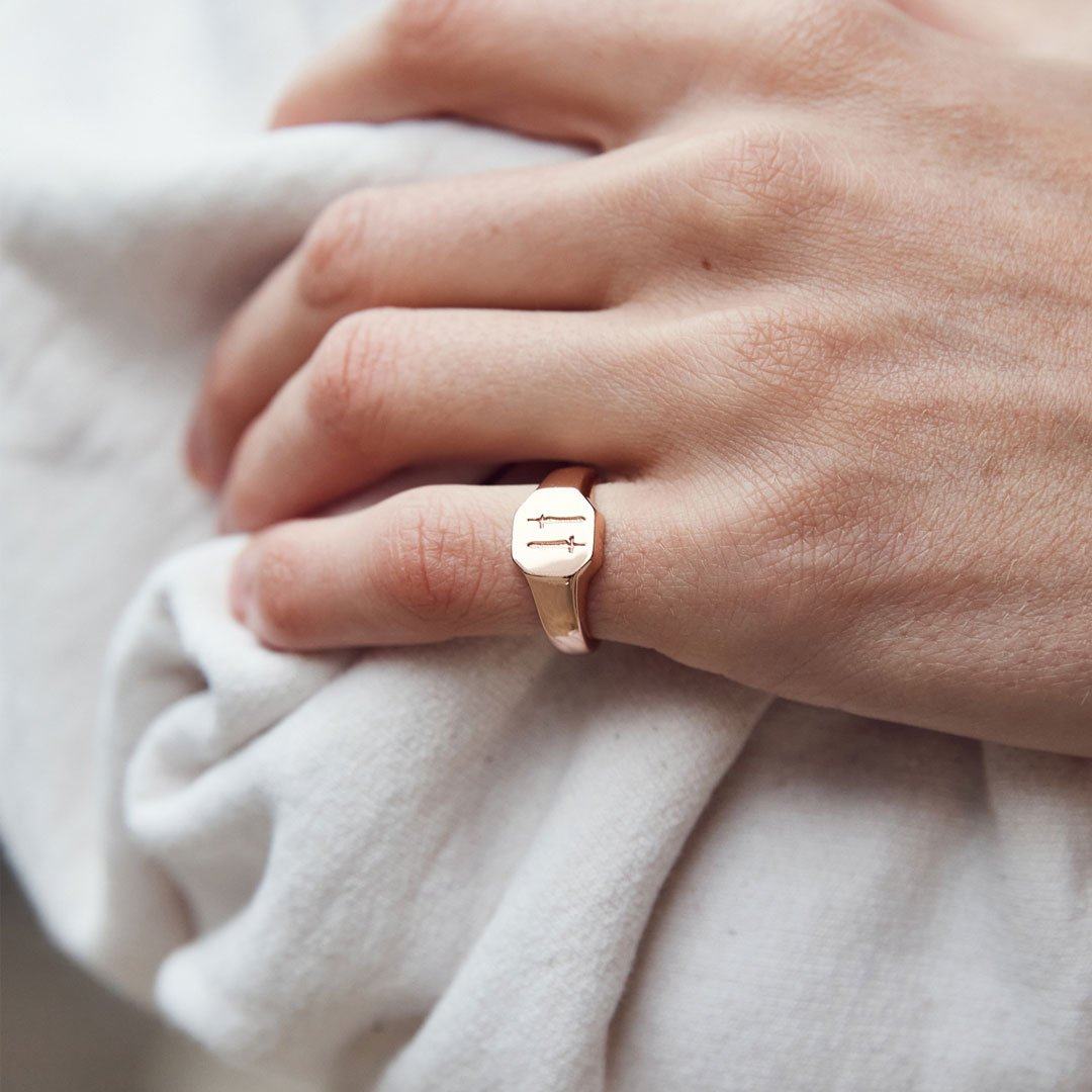 方形厚重定制图案镀金款情侣简约指环多材料选择原创新品—戒指/指环