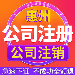惠州公司注册代理记账报税代办公司营业执照注销变更办理个体户