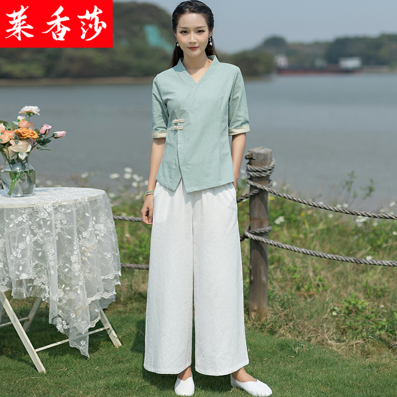 中国风汉服禅意女装棉麻茶服禅修居士