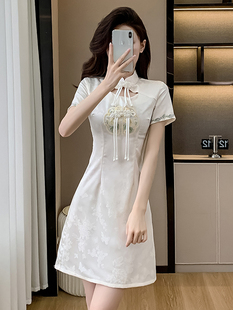 新中式国风盘扣改良旗袍少女年轻款夏季2024新款日常小个子连衣裙