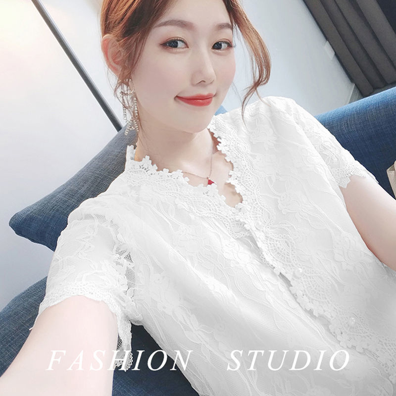 悦芳菲2020夏季新款纯色蕾丝衫女v领百搭短袖上衣休闲修身女在类目 女装/女士精品, T恤中 - 来自Buy2taobao.com提供专业的淘宝代购服务