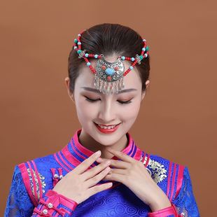 藏族头饰女藏式演出民族舞蹈女蒙古族串珠珠手工演出舞蹈服装配饰