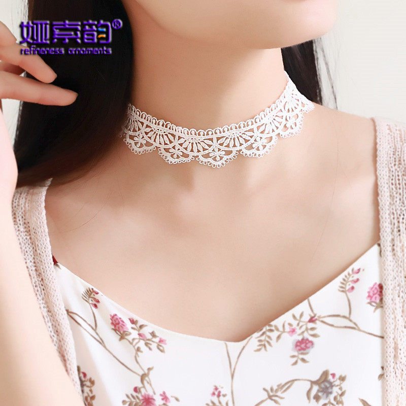娅索韵韩版白色性感蕾丝颈带项圈项链颈圈女短款锁骨颈链个性饰品