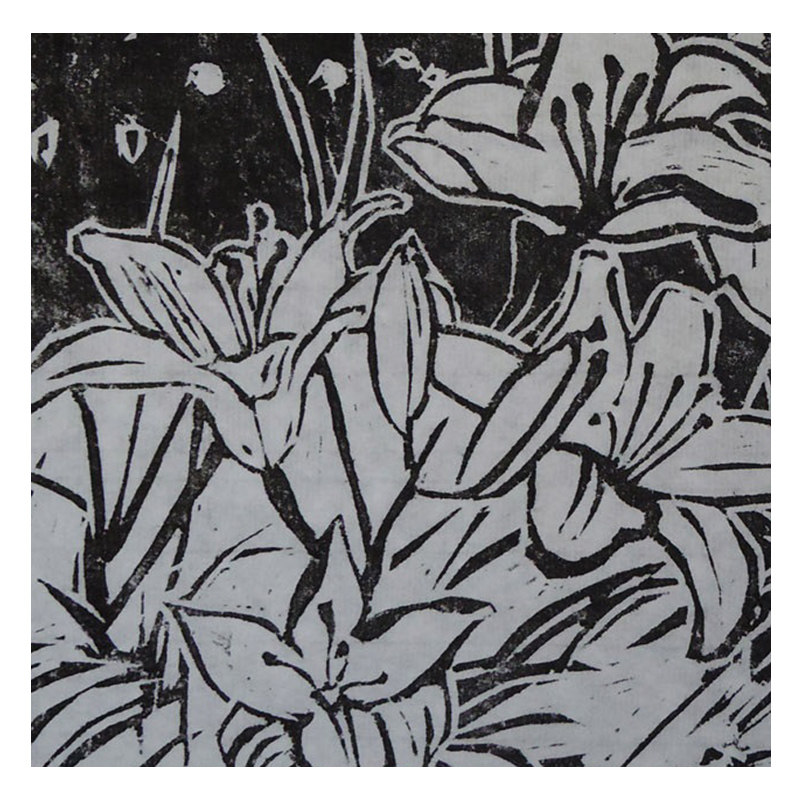 【版画】【学院艺术】陕师大 舒宾《兰花》木刻限量版画2/50