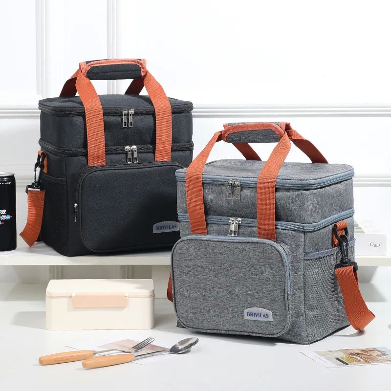 Double Layer Insulated Lunch Bag High Capacity Picnic Bento