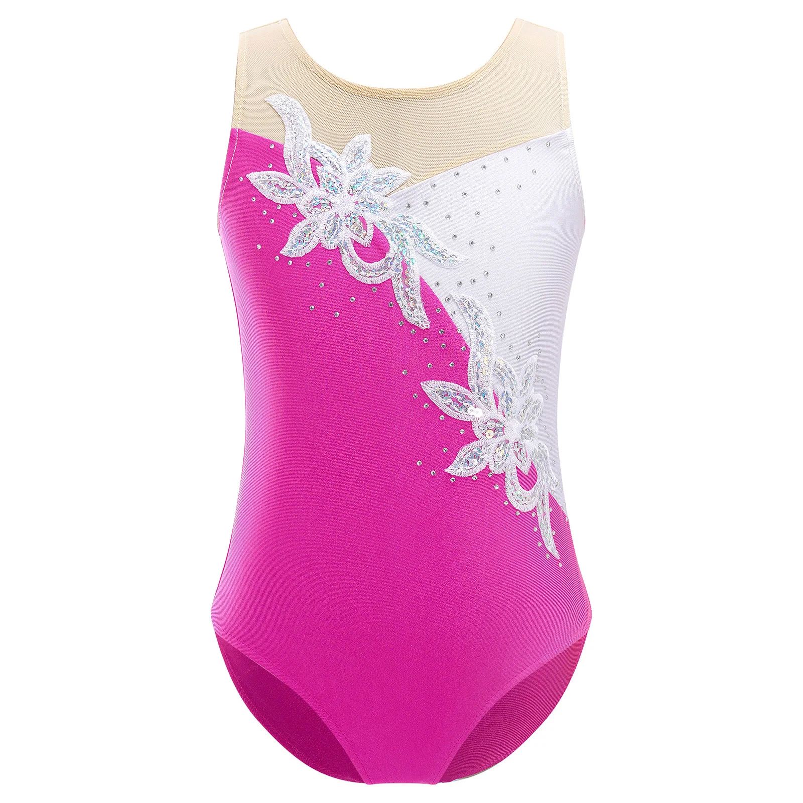 Kids Girls Sleeveless Ballet Dance Leotard Children Shiny Se