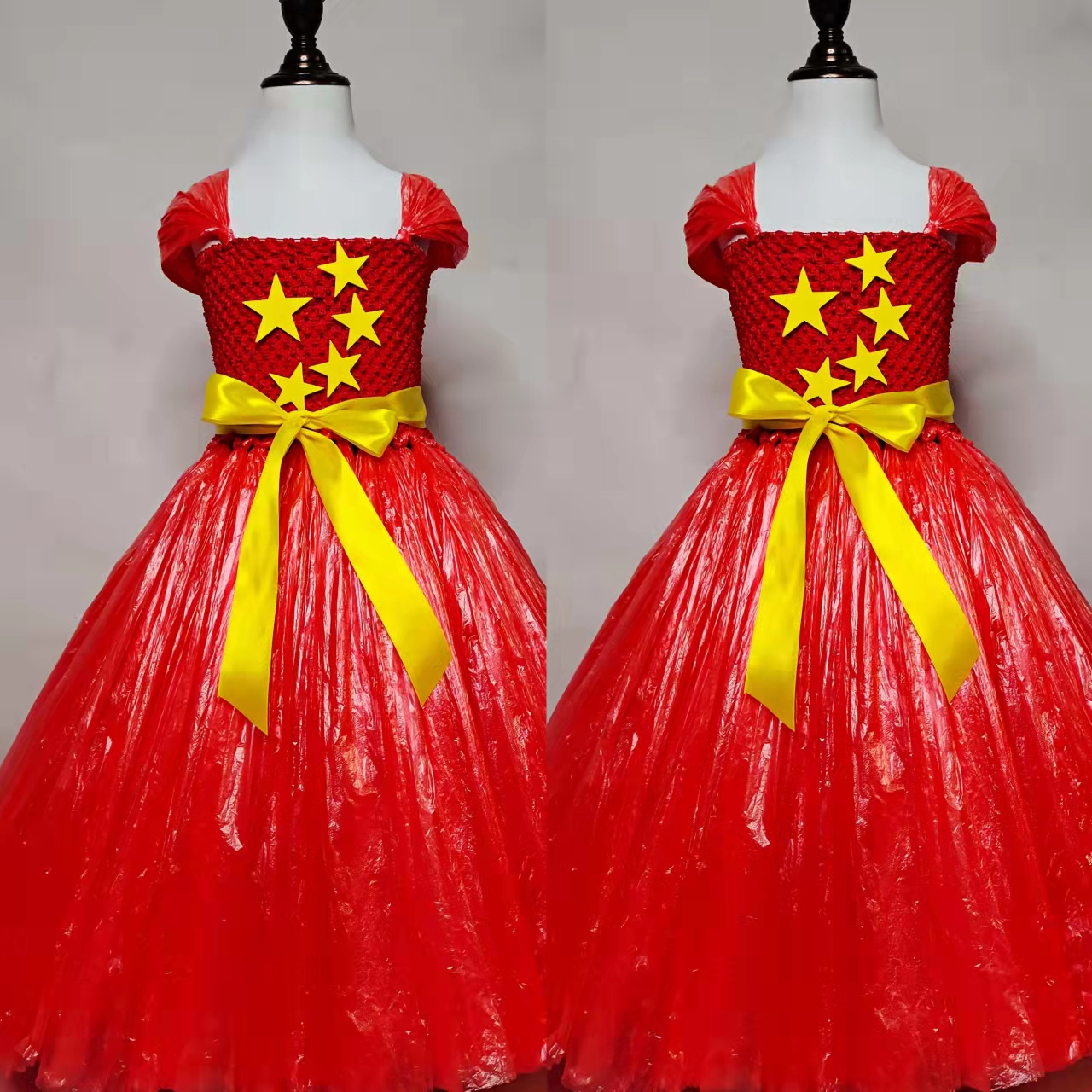 儿童环保服装红星闪闪裙幼儿园手工创意DIY材料包亲子时装秀走秀